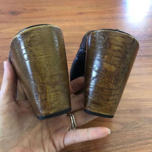 INDIGO Black leather clogs size 10 - Picture 7 of 8